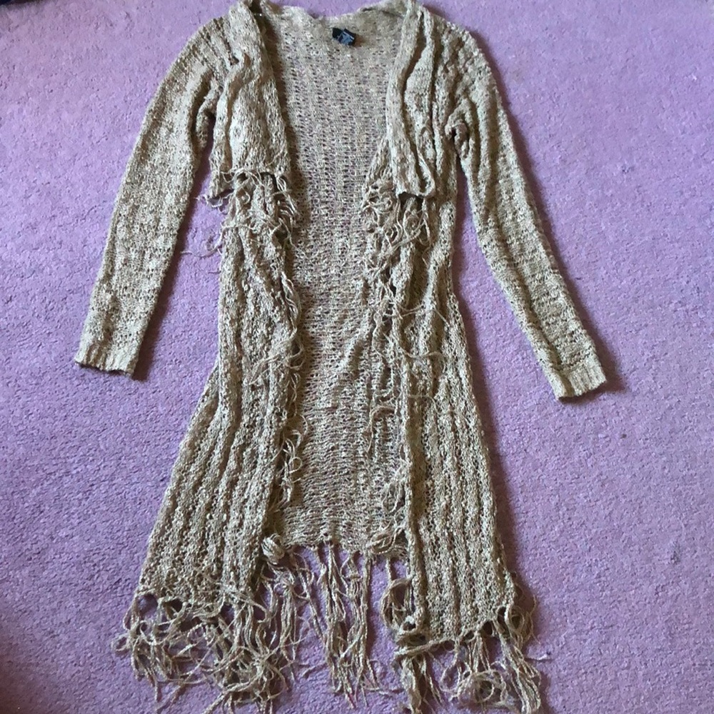 Rue21 Brown Boho Duster Cardigan Fringe Medium